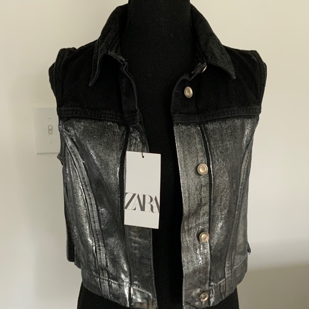 Zara metallic sleeveless jacket